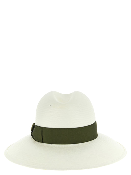 Fedora by Borsalino for women in hemp & straw bicolour & green features a timeless silhouette, showcasing the timeless design of the Fedora Hemp & Straw collection with a truly timeless finish.