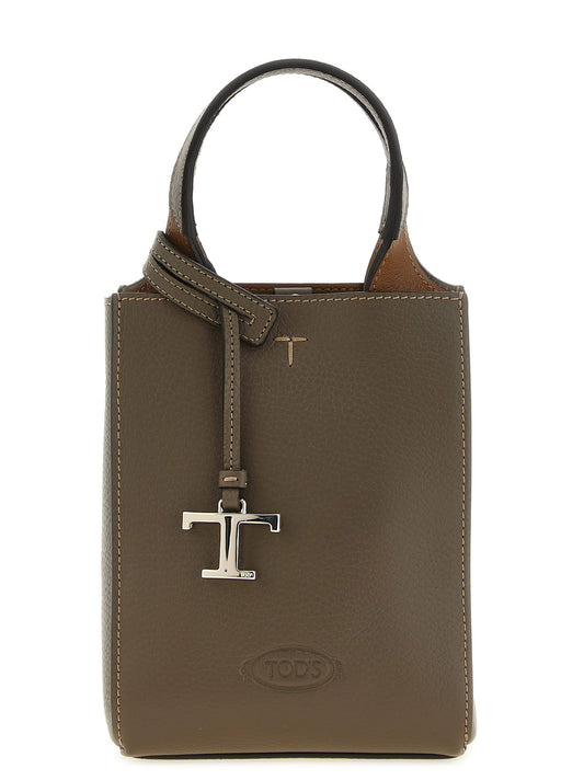 Micro Crossbody Handbag by Tod's for women in calfskin leather bicolour, green, olive, silver & signature features a exquisite silhouette, showcasing a secure and exquisite with versatile crossbody-strap, handle & detachable-strap for a exquisite finish.