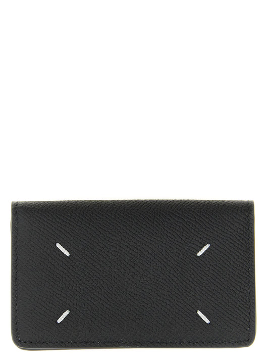 Cardholder Card Case by Maison Margiela for women in calfskin leather black, silver & signature features an dynamic silhouette from the Four Stitches Calfskin Leather Cardholder Card Case collection, highlighting dynamic card-organization for a premium and sophisticated look.