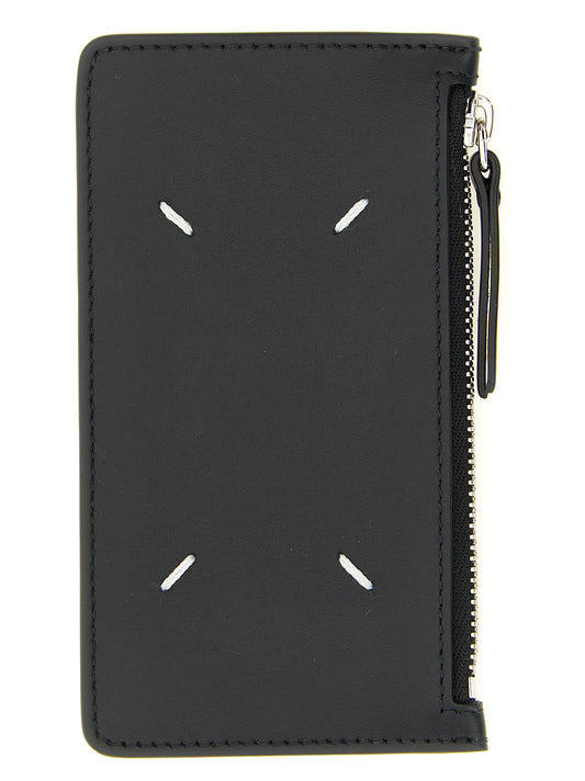 Cardholder Card Case by Maison Margiela for men in bos taurus suede calf leather black, silver & signature features an meticulous design, elegantly showcasing the refined Four Stitches Bos Taurus Suede Calf Leather Cardholder Card Case aesthetic while integrating sophisticated card-organization.