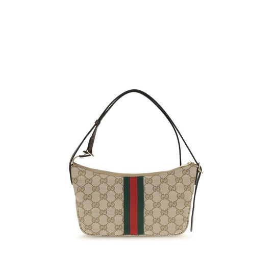 Small Shoulder Bag by Gucci for men in cotton leather & polyester beige, gold, green, red, patterned, signature & striped features an effortlessly chic silhouette with a secure zipper, ample , and versatile shoulder-strap, adjustable-strap, detachable-strap & handle for effortlessly chic everyday luxury.