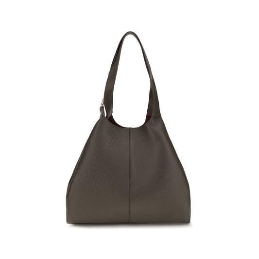 Large Shoulder Pouch Tote Bag by Coccinelle for women in bos taurus calf leather brown & gold features a statuesque silhouette, showcasing a secure zipper, toggle & button and statuesque single-compartment with versatile shoulder-strap for a statuesque finish.