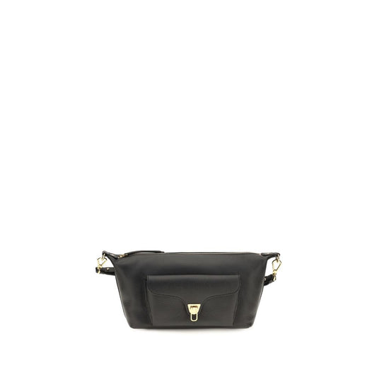 Shoulder Bag by Coccinelle for women in bos taurus calf leather black, gold & signature features an effortlessly chic silhouette with a secure zipper, ample external-pockets, and versatile shoulder-strap & adjustable-strap for effortlessly chic everyday luxury.