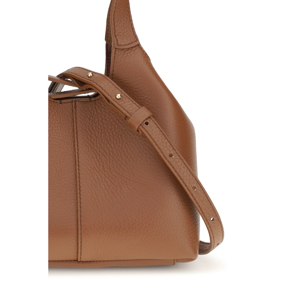 Small Crossbody Pouch Handbag by Coccinelle for women in bos taurus calf grained leather brown & gold features a exquisite silhouette, showcasing a secure zipper & button and exquisite with versatile crossbody-strap, handle, adjustable-strap & detachable-strap for a exquisite finish.