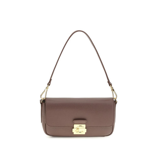 Medium Shoulder Bag by Coccinelle for women in bos taurus calf grained leather brown & gold features a statuesque silhouette, showcasing a secure and statuesque with versatile shoulder-strap, adjustable-strap & handle for a statuesque finish.