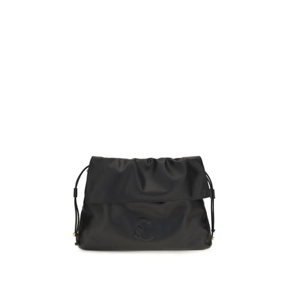Medium Shoulder Drawstring Bag by Coccinelle for women in bos taurus calf leather black, gold & signature showcases a statuesque silhouette, artfully detailed with a secure drawstring, organized , and versatile shoulder-strap, adjustable-strap & handle for a statuesque look.