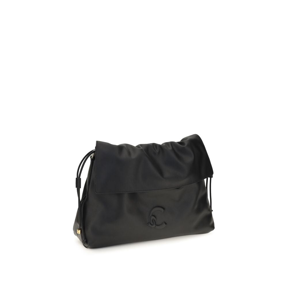 Medium Shoulder Drawstring Bag by Coccinelle for women in bos taurus calf leather black, gold & signature features a effortless sophistication silhouette, secured by a drawstring with ample and versatile shoulder-strap, adjustable-strap & handle for a effortless sophistication finish.