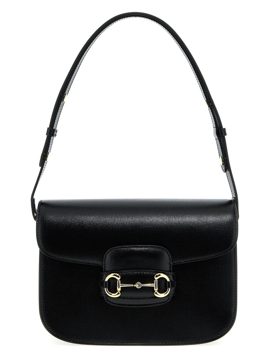 Gucci Horsebit Icon Leather Shoulder Bag - Black Gold