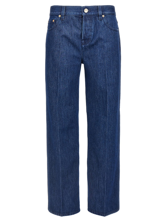 Gucci Blue Cotton Straight-Leg Jeans