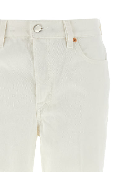 Gucci White Cotton Cropped Jeans