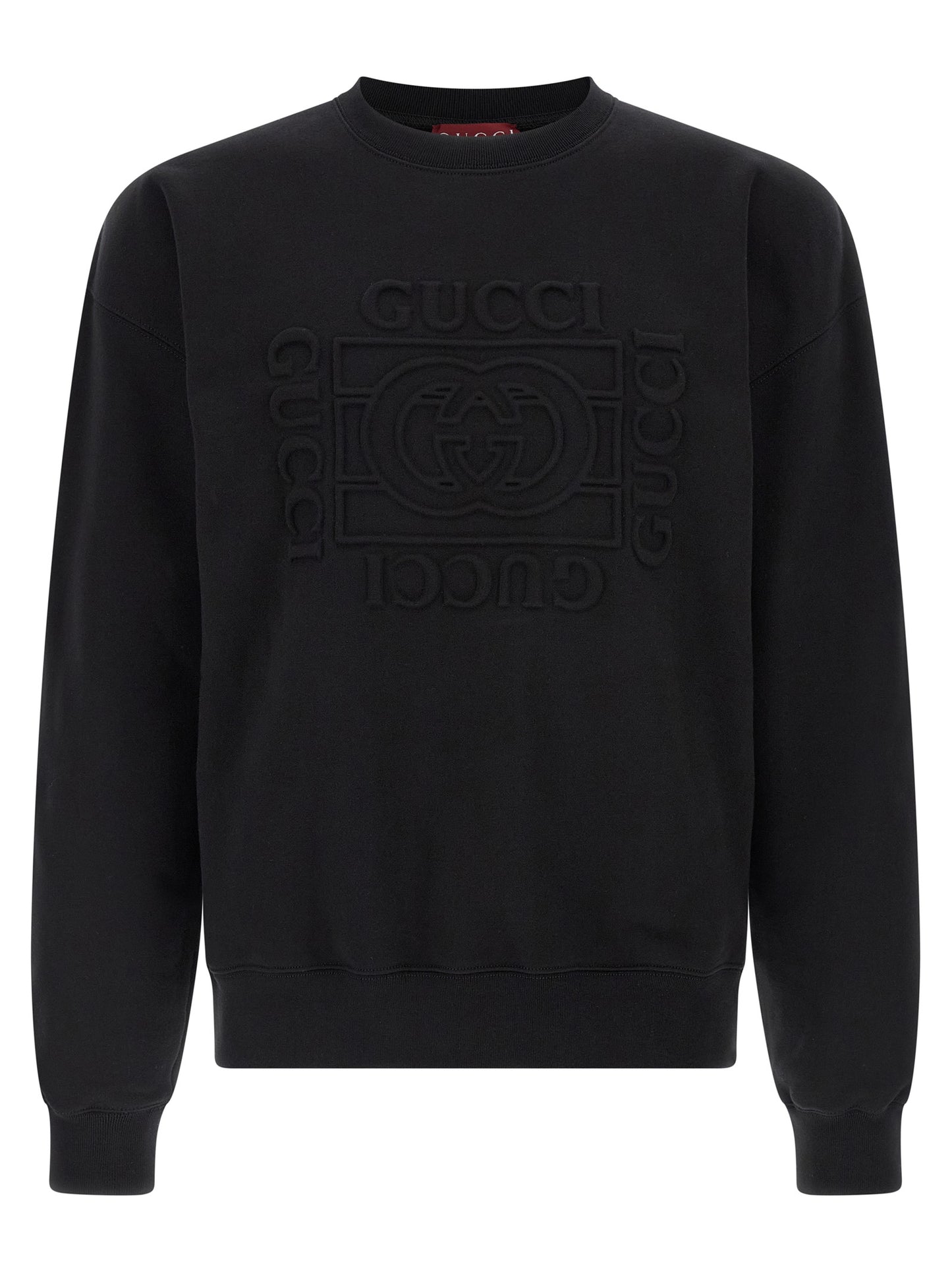Sweatshirt by Gucci for men in cotton black features an exquisite silhouette, showcasing long-sleeve and crew neckline details for a exquisite look.