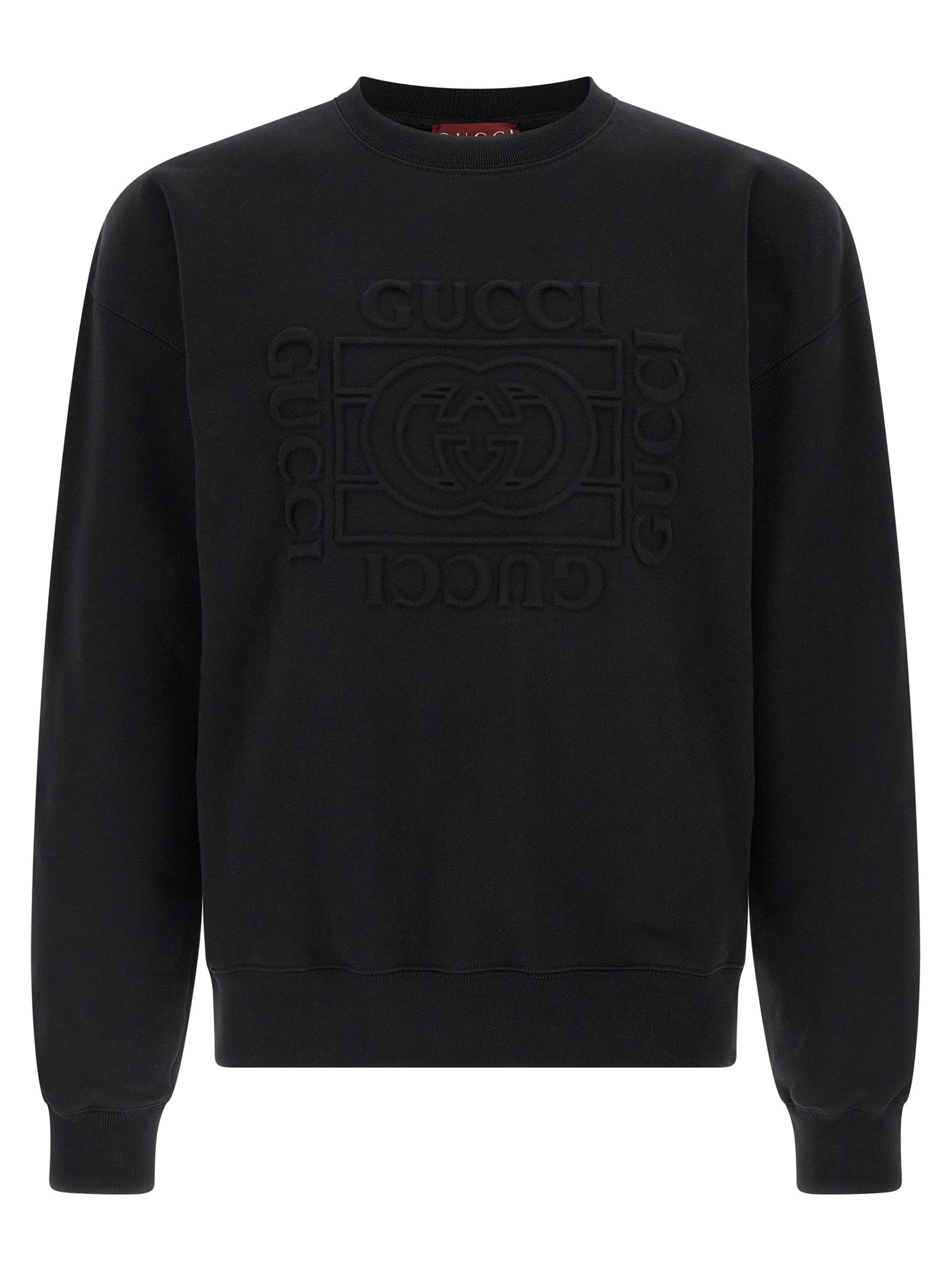 Sweatshirt by Gucci for men in cotton black features an exquisite silhouette, showcasing long-sleeve and crew neckline details for a exquisite look.