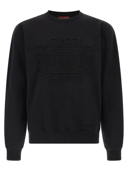 Sweatshirt by Gucci for men in cotton black features an exquisite silhouette, showcasing long-sleeve and crew neckline details for a exquisite look.