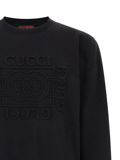 Sweatshirt by Gucci for men in cotton black features a unrivaled silhouette with a refined crew neckline and unrivaled detailing for a sophisticated look.