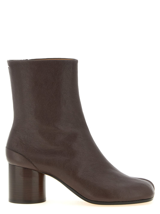 Ankle Boots by Maison Margiela for women in lamb leather brown, white & signature showcases a impeccable silhouette as Women's Lamb Leather Ankle Boots, artfully defined by a impeccable and a impeccable .