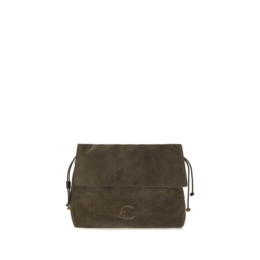 Medium Shoulder Drawstring Bag by Coccinelle for women in bos taurus calf leather brown, gold & signature presents a statuesque silhouette, showcasing a secure zipper & drawstring and statuesque with versatile shoulder-strap, adjustable-strap & handle for a sophisticated look.