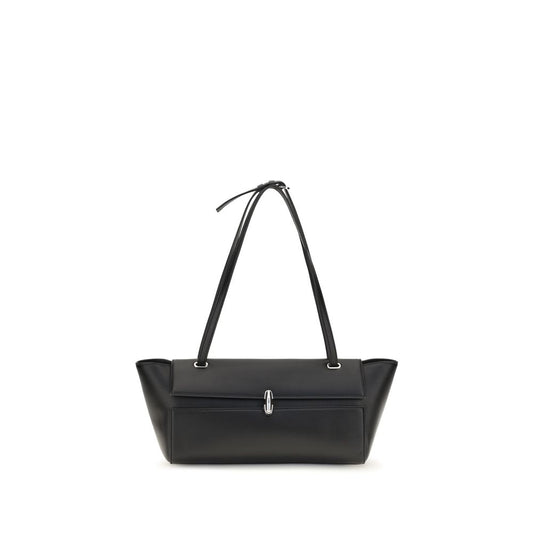 2-in-1 Shoulder & Crossbody Trapeze Bag by Savette for women in bos taurus calf leather black showcases a statuesque silhouette, artfully detailed with a secure zipper, organized , and versatile crossbody-strap & shoulder-strap for a statuesque look.