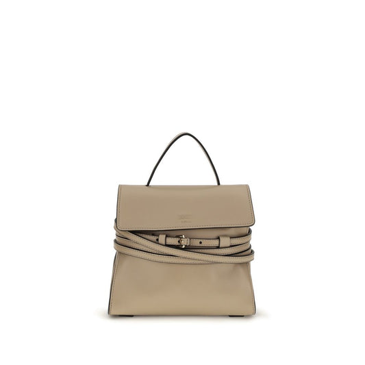 Compact Handbag by Moschino for women in goat & lamb leather beige & signature features an refined silhouette, showcasing a secure , ample , and versatile belt-strap for a sophisticated refined aesthetic.