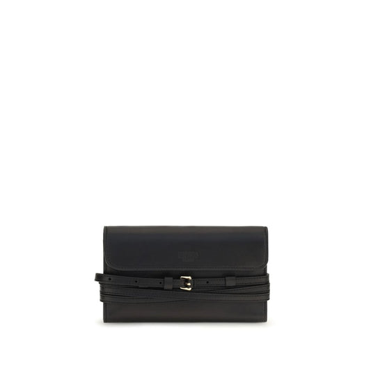 Wallet by Moschino for women in goat & lamb leather black & gold presents a refined silhouette, artfully capturing the essence of the Goat & Lamb Leather Wallet design with sophisticated for a refined look.