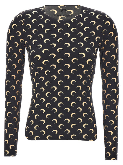 Marine Serre Black Polyamide Long Sleeve T-Shirt