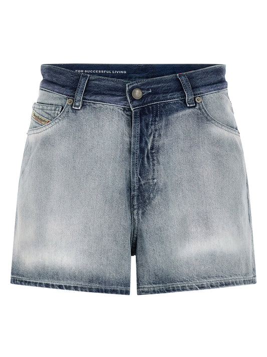 Denim Shorts by Diesel for women in lyocell & denim cotton light-blue presents a contemporary silhouette, featuring a contemporary regular-fit and short with a contemporary high rise for a sophisticated summer look.
