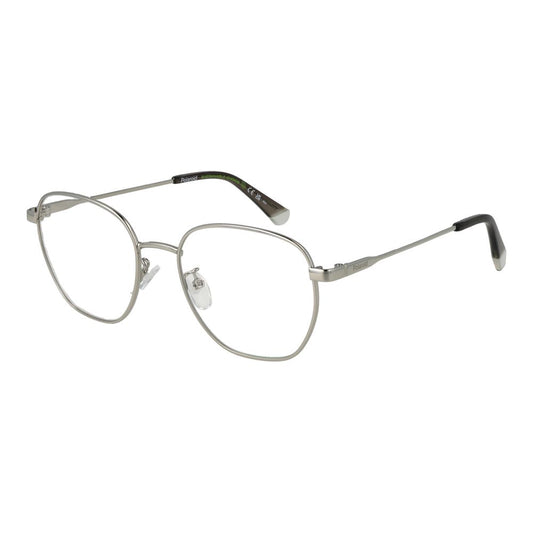 Eyeglasses Frames by Polaroid for men in metal silver showcases a reflective silhouette, artfully incorporating a sophisticated silver coloured frame with a distinct full-frame frame design.