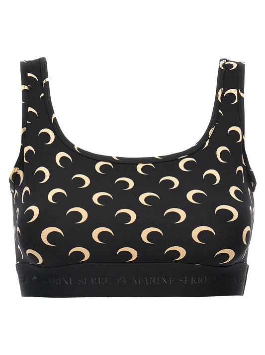 Marine Serre Black Polyamide Sport Bra