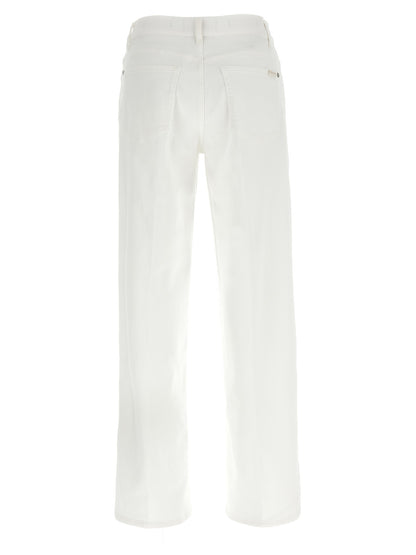 7 For All Mankind White Cotton Straight-Leg Jeans