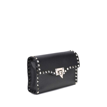 Mini Shoulder Bag by Valentino Garavani for women in bos taurus calfskin leather black & signature showcases a statuesque silhouette, artfully detailed with a secure hook, organized , and versatile shoulder-strap & adjustable-strap for a statuesque look.