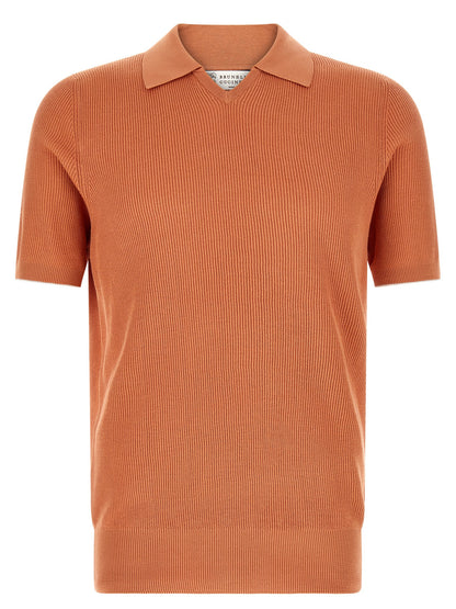 Brunello Cucinelli Orange Cotton Polo Shirt