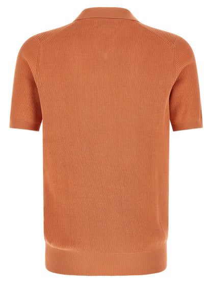 Brunello Cucinelli Orange Cotton Polo Shirt