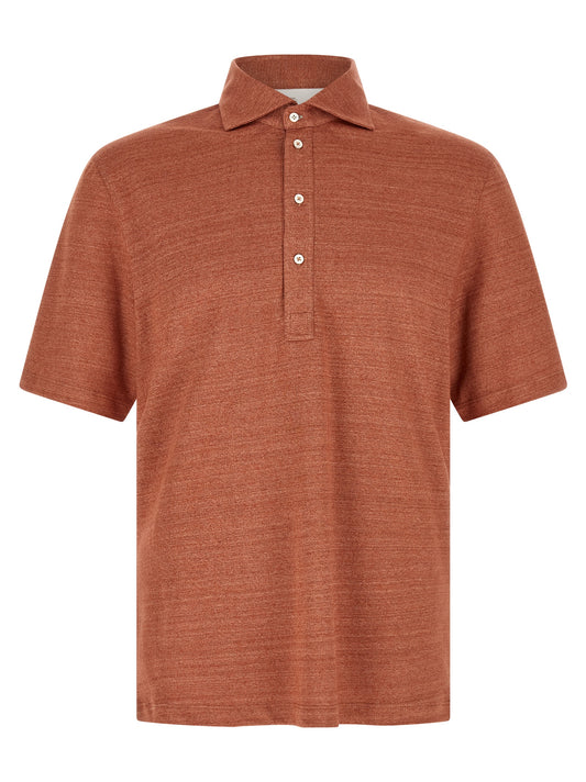 Brunello Cucinelli Orange Linen Polo Shirt