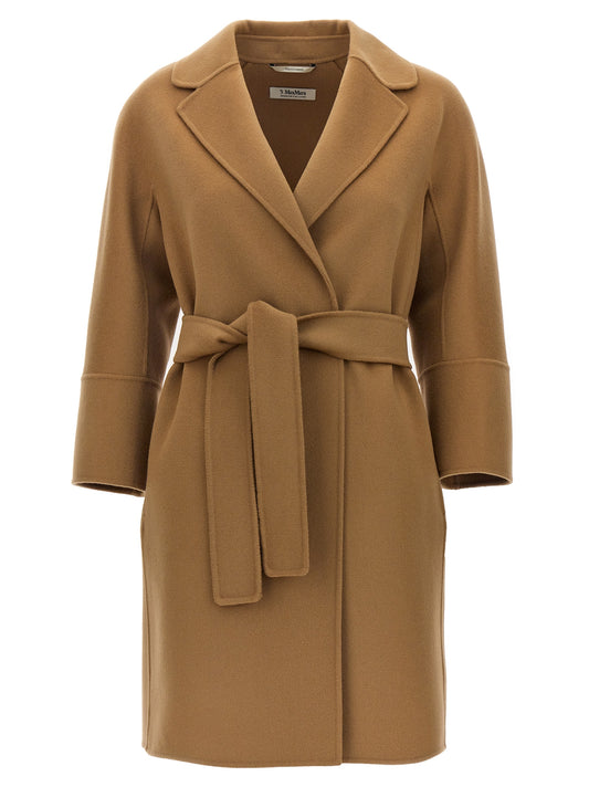 Trench Coat by S Max Mara for women in wool beige presents a distinguished silhouette, artfully detailed with and a distinguished for a sophisticated, distinguished finish.