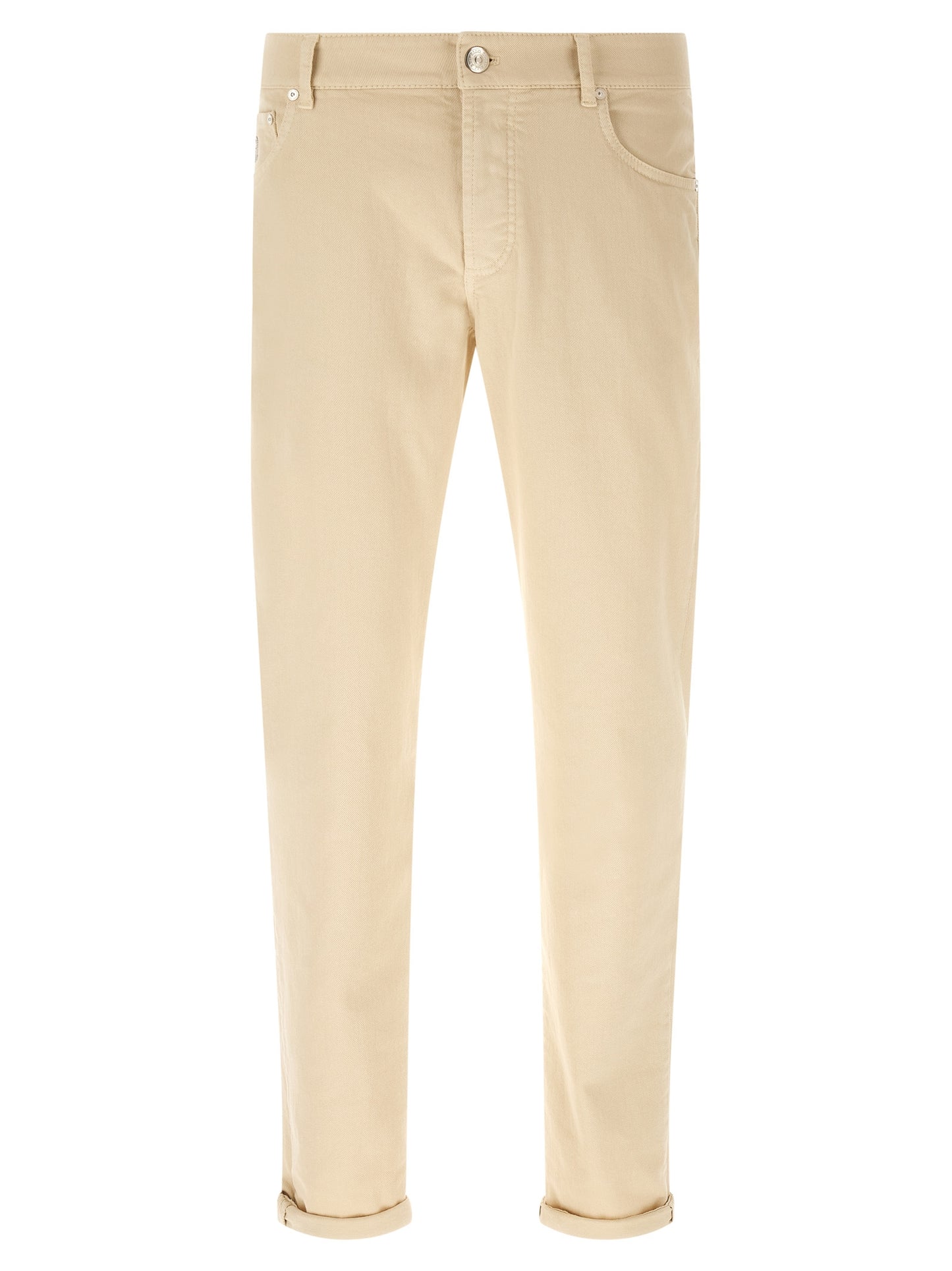 Brunello Cucinelli Beige Cotton Straight-Leg Jeans
