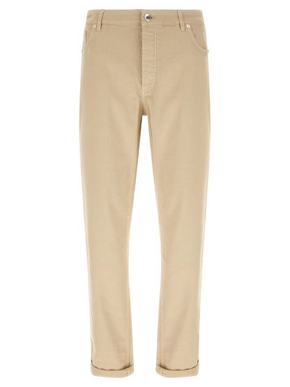 Brunello Cucinelli Beige Cotton Tapered Jeans