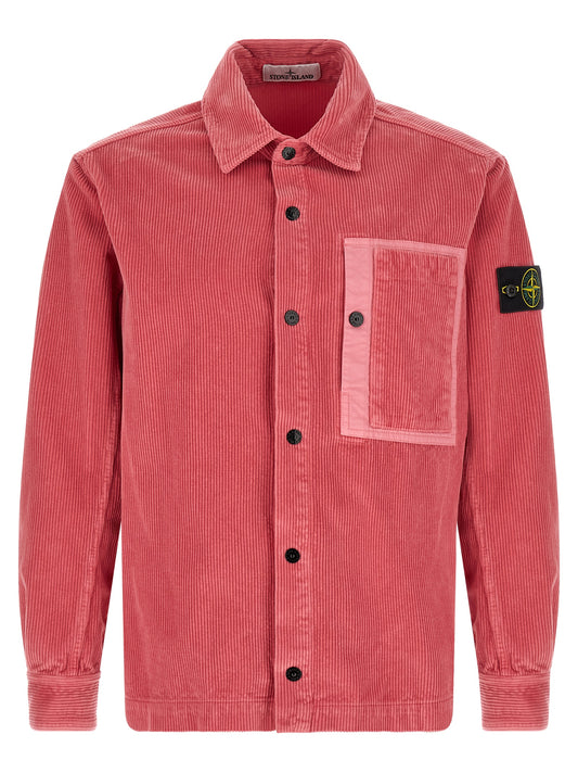 Overshirt by Stone Island for men in cotton corduroy multicolor, pink & signature, featuring a nuanced and nuanced for a sophisticated finish.