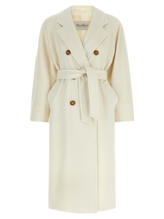 Overcoat by Max Mara for women in cashmere virgin wool horn, ivory & white features an voluminous silhouette, showcasing distinct and a voluminous for a truly voluminous aesthetic.