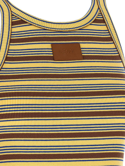 Fendi Multicolor Cotton Sleeveles T-Shirt