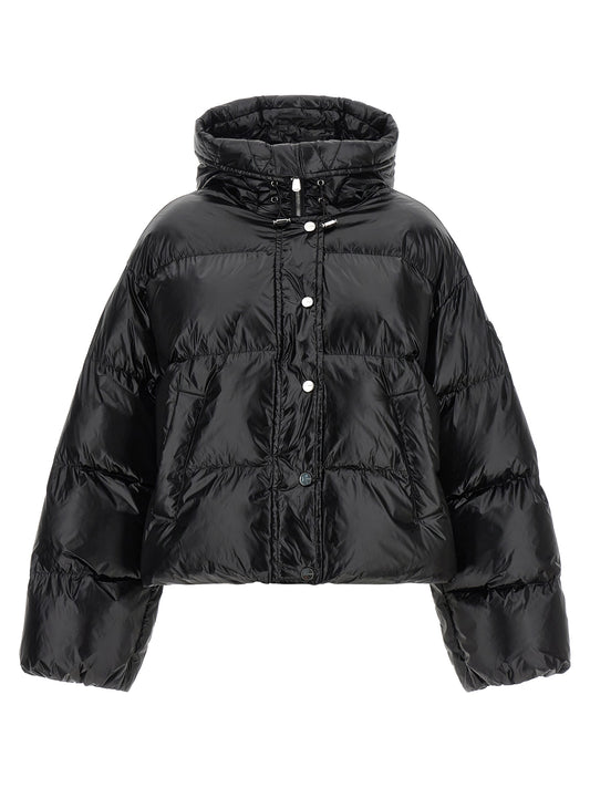 Hooded Puffer Jacket by PINKO for women in polyamide black presents a effortlessly chic silhouette, showcasing a sophisticated hooded neckline and premium hooded, insulated & windproof for a truly effortlessly chic finish.
