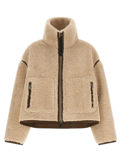 PINKO Beige Polyester Full-Length Jacket