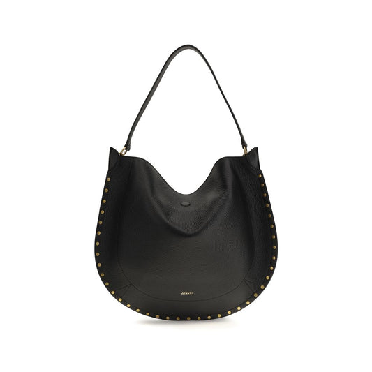 Shoulder Pouch Hobo Bag by Isabel Marant for women in bos taurus calfskin leather black & gold features a effortless chic silhouette with a secure zipper & magnetic, ample , and versatile shoulder-strap & handle for a effortless chic finish.