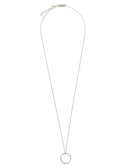 Necklace by Maison Margiela for men in wool silver showcases a luminous chain pendant statement necklace design that defines the elegant Men's Silver Necklace.