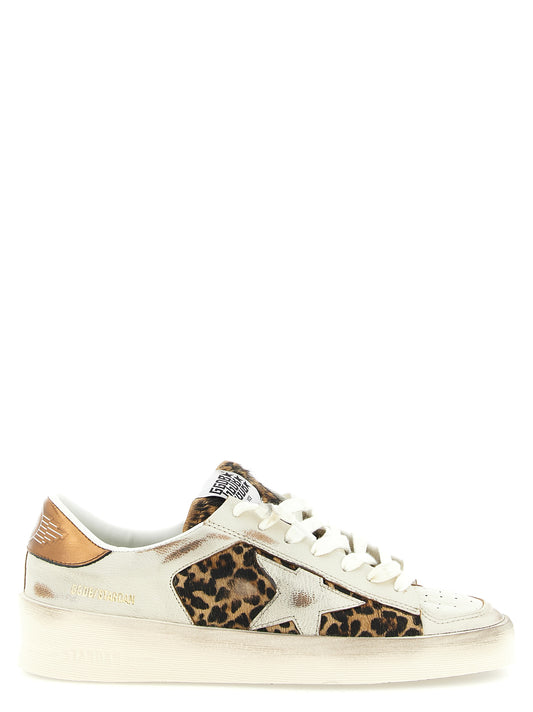Sneakers by Golden Goose for women in goatskin leather animal, bronze, multicolor, white, signature & print features an versatile design from the Pony Star Women's Low Top Basketball Goatskin Leather Sneakers collection, highlighting a versatile low-top basketball style for a premium, high-fashion look.