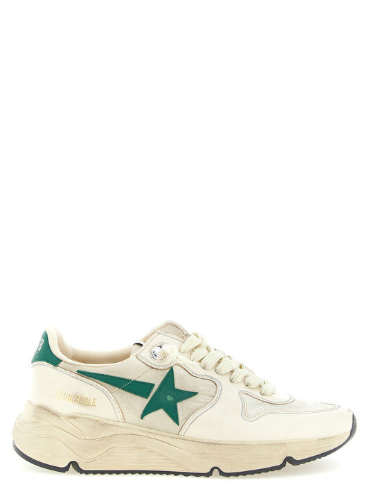 Athletic Sneakers by Golden Goose for men in polyamide polyester leather bicolour, cream, green & signature features an exquisite silhouette, showcasing the premium athletic style of the Star Men's Athletic Polyamide Polyester Leather Sneakers with an exquisite finish.
