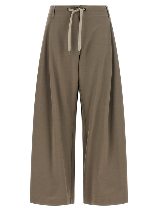 Activewear Pants by Brunello Cucinelli for women in stretch cotton & polyamide gray features an contemporary athletic, flared, wide & cropped with a cropped and , showcasing for a contemporary finish.