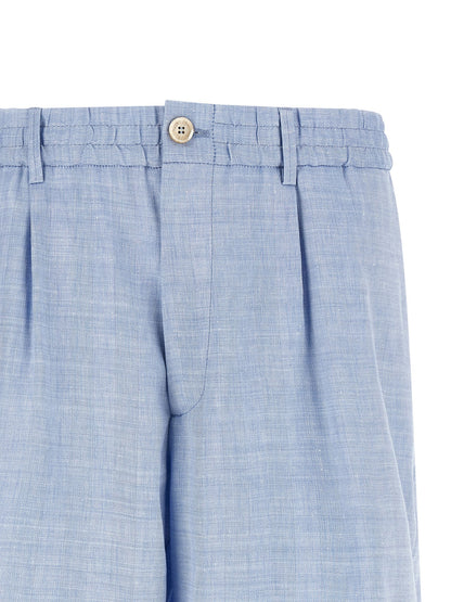 Brunello Cucinelli Blue Linen Bermuda Shorts