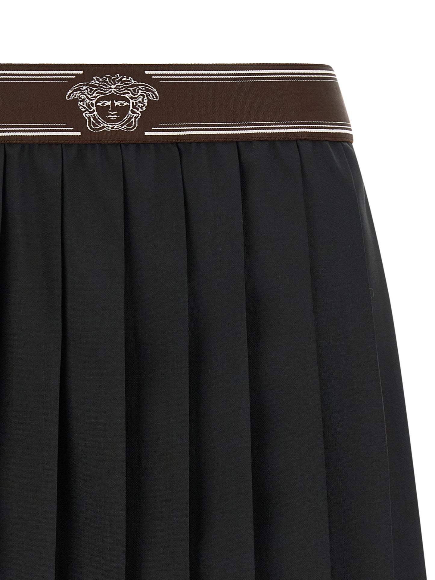 Versace Black Wool Long Skirt