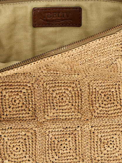 Ibeliv Beige Raffia Clutch Bag