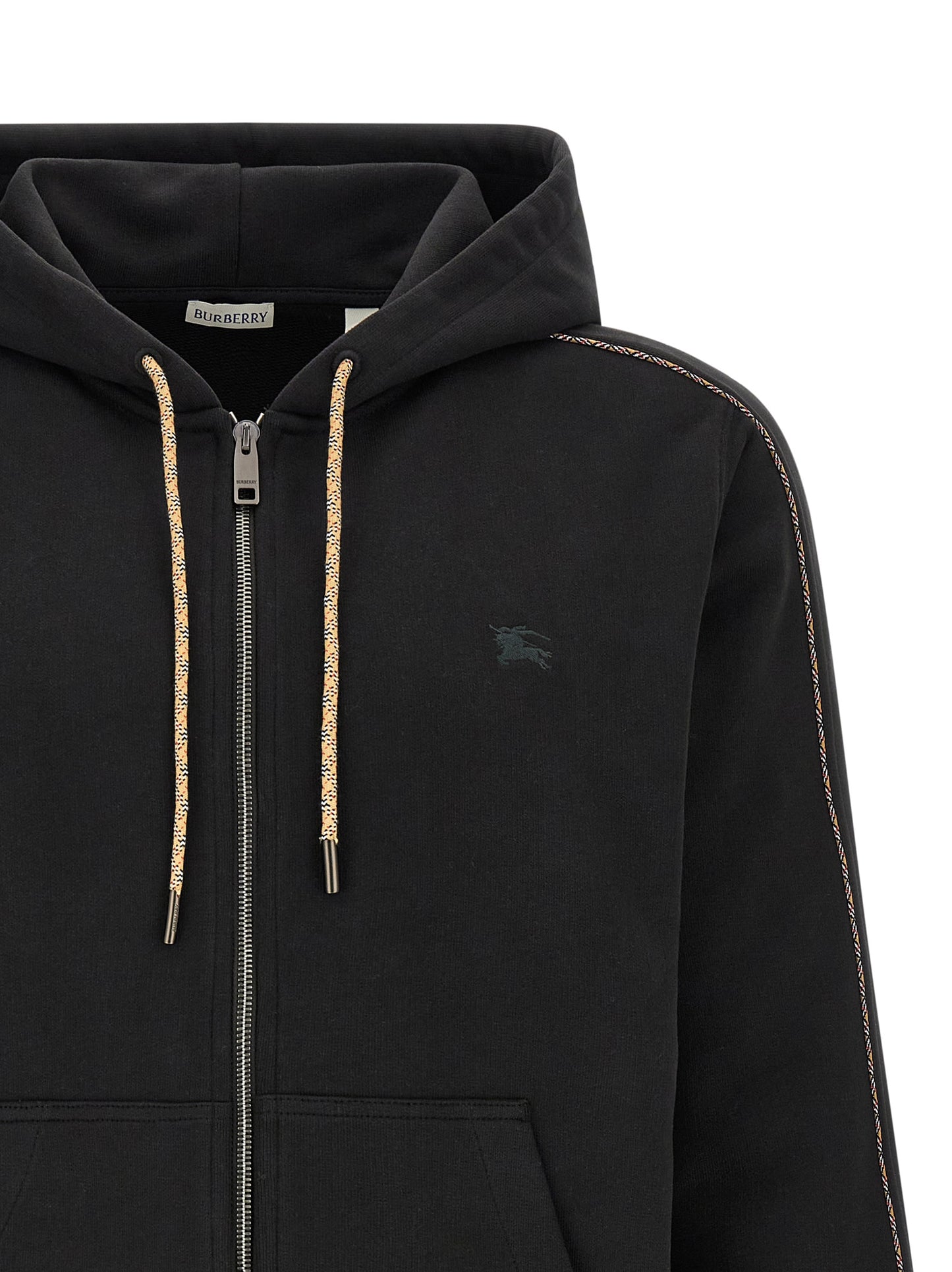 Sweatshirt Hoodie by Burberry for men in cotton black & patterned showcases a city-ready silhouette, artfully detailed with a signature hooded neckline and for a city-ready finish.