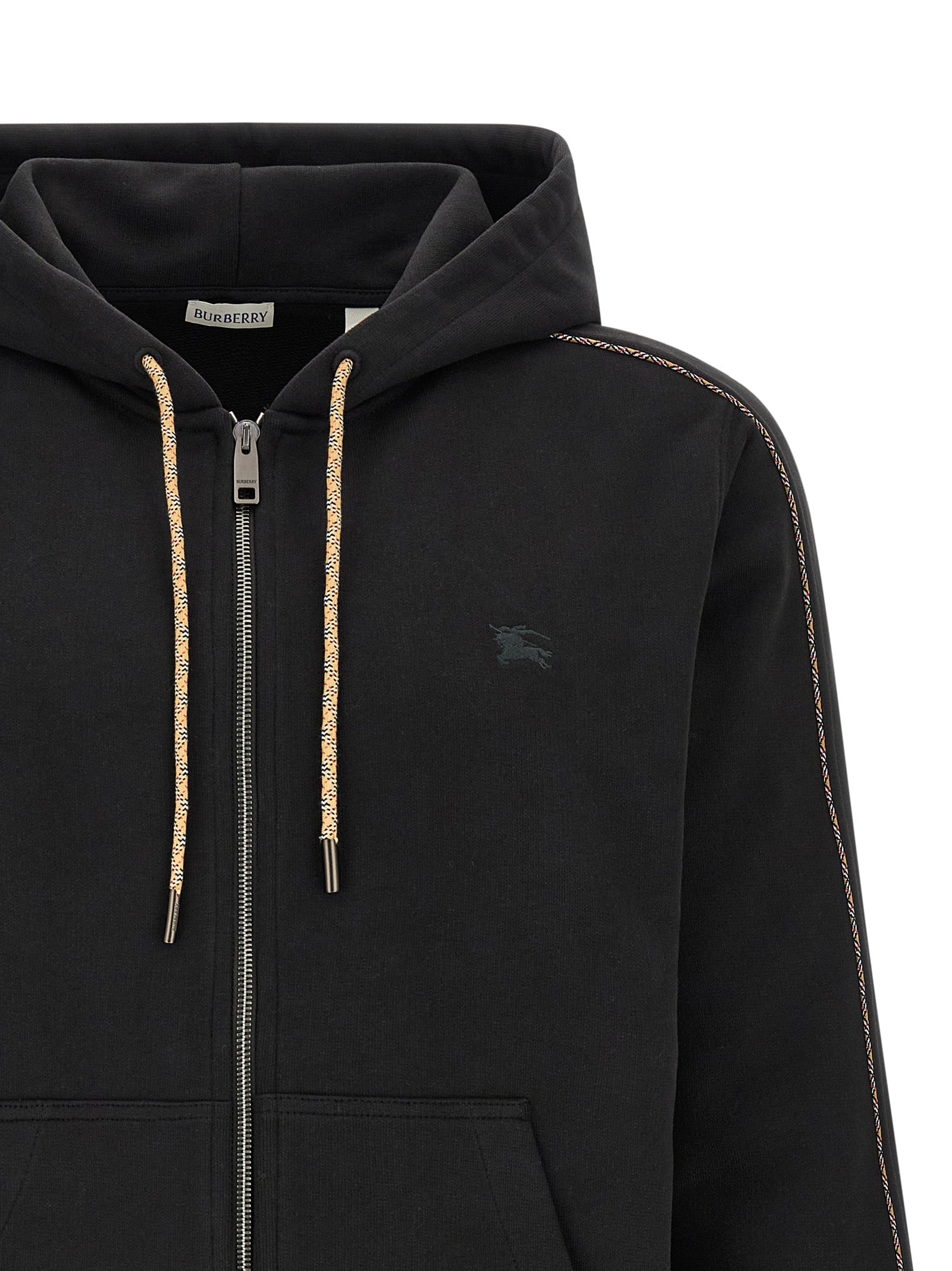 Sweatshirt Hoodie by Burberry for men in cotton black & patterned showcases a city-ready silhouette, artfully detailed with a signature hooded neckline and for a city-ready finish.